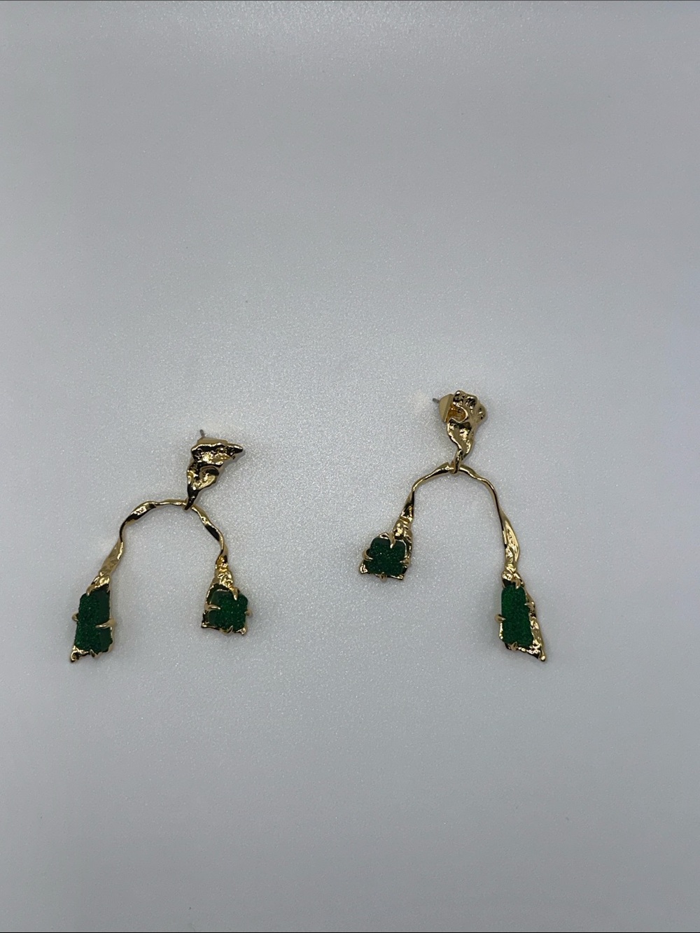 Gold-Tone Green Drop Earrings
